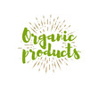 © Maxim P - Organic products lettering with sunbursts background. Vector