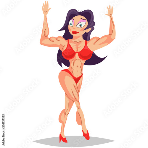 Muscular Female Bodybuilder Cartoon Character Woman Fitness Model Isolated On White Background Buy This Stock Vector And Explore Similar Vectors At Adobe Stock Adobe Stock