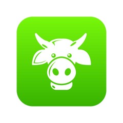 Sticker - Cow head icon green vector