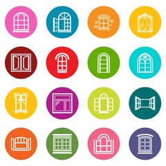 Poster - Window design icons set colorful circles vector