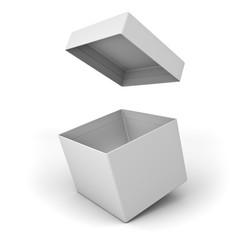 Poster - Blank Cardboard box open with cover lid isolated on white background with shadow . 3D rendering.