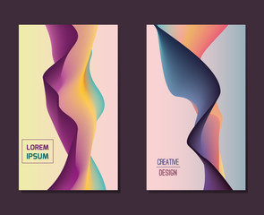 Aufkleber - Modern abstract covers set. 3D wavy abstract background. Dynamic Effect. Futuristic Technology Style. Motion Vector Illustration. Background for banner, flyer, book, cover, poster.