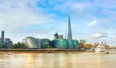 Fototapete - London, South Bank Of The Thames on a bright day