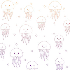 Poster - background of cute jellyfish pattern, vector illustration