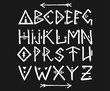 Ethnic font in scandinavian style. ABC hand drawn letters. Ancient calligraphy