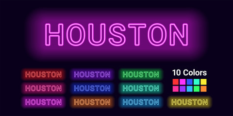 Wall Mural - Neon name of Houston city