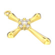 3D illustration isolated gold decorative diamond cross pendant