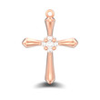 3D illustration isolated rose gold decorative diamond cross pendant with shadow