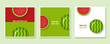 Set of fruit banners with watermelon in paper art style , vector , illustration