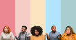 © Krakenimages.com - Cool group of people, woman and man doubt expression, confuse and wonder concept, uncertain future shrugging shoulders