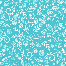 Blue And White Floral Wallpaper That Is A Seamless And Repeating Vector Pattern With Fine Print Ferns And Flowers With Curls And Swirls In A Pretty Background Design