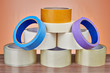 Set of masking tape is stacked in form of pyramid.