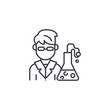 © microicon - Chemist linear icon concept. Chemist line vector sign, symbol, illustration.