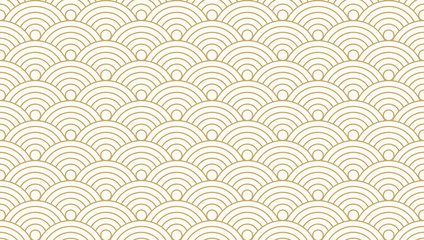 Aufkleber - Pattern seamless circle abstract wave background gold luxury color and line. Japanese circle pattern vector.