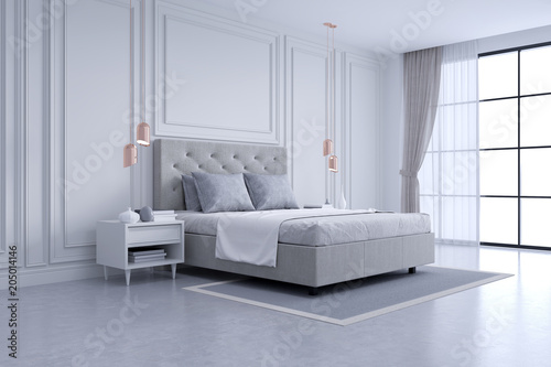 Modern And Classic Bedroom Interior Design White And Gray