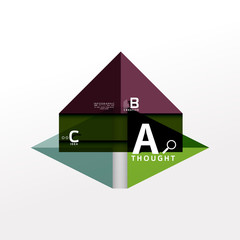 Geometric infographic banner, paper info diagram created with color shapes