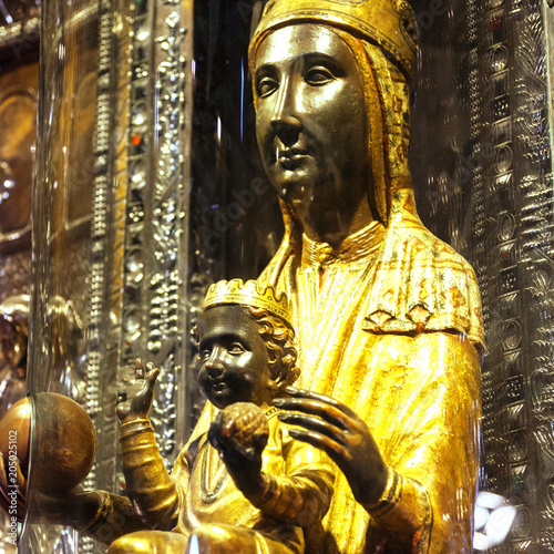 The Wooden Statue Of The Black Madonna With Child In Her Arms In