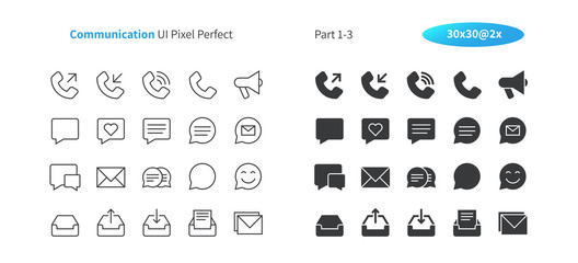 Poster - communication ui pixel perfect well-crafted vector thin line and solid icons 30 2x grid for web grap