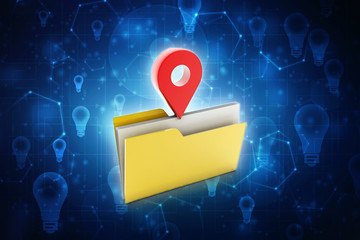 Fototapete - 3d  rendering travel and navigation planning, concept with folder
