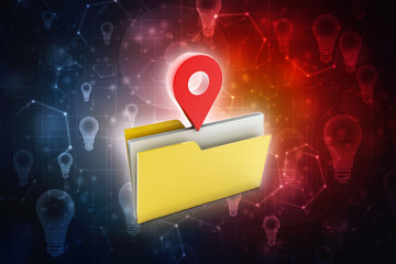 Fototapete - 3d  rendering travel and navigation planning, concept with folder
