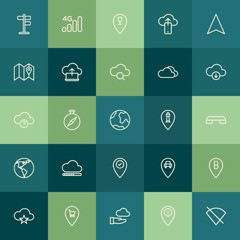Poster - Modern Simple Set of location, cloud and networking, mobile Vector outline Icons. Contains such Icons as purchase,  no,  payment,  car,  4g and more on green background. Fully Editable. Pixel Perfect.