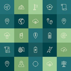 Poster - Modern Simple Set of location, cloud and networking, mobile Vector outline Icons. Contains such Icons as  sign, retro,  paper,  travel, map and more on green background. Fully Editable. Pixel Perfect.