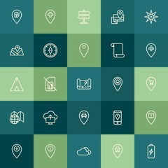 Poster - Modern Simple Set of location, cloud and networking, mobile Vector outline Icons. Contains such Icons as  energy,  student,  technology and more on green background. Fully Editable. Pixel Perfect.