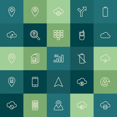 Poster - Modern Simple Set of location, cloud and networking, mobile Vector outline Icons. Contains such Icons as  no,  abstract,  pin,  bank, cloud and more on green background. Fully Editable. Pixel Perfect.