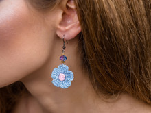 Blue Earrings Ear Flowers Girl