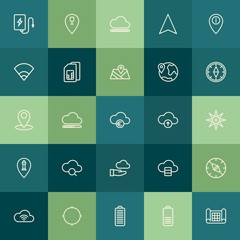 Poster - Modern Simple Set of location, cloud and networking, mobile Vector outline Icons. Contains such Icons as  usb,  phone, energy, telephone and more on green background. Fully Editable. Pixel Perfect.