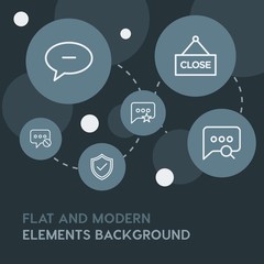 Poster - chat and messenger, shopping outline vector icons and elements background with circle bubbles networks.Multipurpose use on websites, presentations, brochures and more