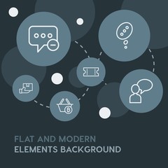 Poster - chat and messenger, shopping outline vector icons and elements background with circle bubbles networks.Multipurpose use on websites, presentations, brochures and more