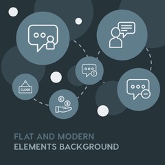Poster - chat and messenger, shopping outline vector icons and elements background with circle bubbles networks.Multipurpose use on websites, presentations, brochures and more