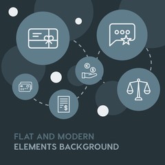 Poster - chat and messenger, shopping outline vector icons and elements background with circle bubbles networks.Multipurpose use on websites, presentations, brochures and more