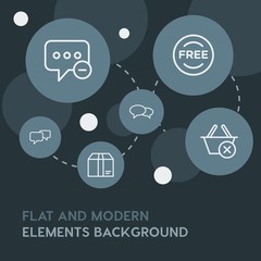 Poster - chat and messenger, shopping outline vector icons and elements background with circle bubbles networks.Multipurpose use on websites, presentations, brochures and more
