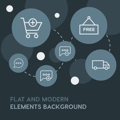 Poster - chat and messenger, shopping outline vector icons and elements background with circle bubbles networks.Multipurpose use on websites, presentations, brochures and more