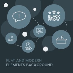 Poster - chat and messenger, shopping outline vector icons and elements background with circle bubbles networks.Multipurpose use on websites, presentations, brochures and more
