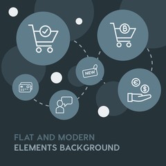 Poster - chat and messenger, shopping outline vector icons and elements background with circle bubbles networks.Multipurpose use on websites, presentations, brochures and more