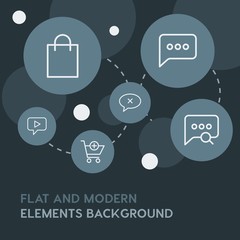 Poster - chat and messenger, shopping outline vector icons and elements background with circle bubbles networks.Multipurpose use on websites, presentations, brochures and more