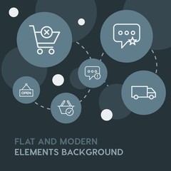 Poster - chat and messenger, shopping outline vector icons and elements background with circle bubbles networks.Multipurpose use on websites, presentations, brochures and more