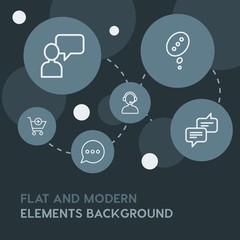 Poster - chat and messenger, shopping outline vector icons and elements background with circle bubbles networks.Multipurpose use on websites, presentations, brochures and more