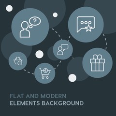 Poster - chat and messenger, shopping outline vector icons and elements background with circle bubbles networks.Multipurpose use on websites, presentations, brochures and more
