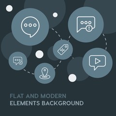 Poster - chat and messenger, shopping outline vector icons and elements background with circle bubbles networks.Multipurpose use on websites, presentations, brochures and more
