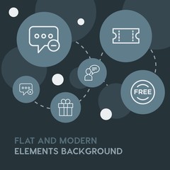 Poster - chat and messenger, shopping outline vector icons and elements background with circle bubbles networks.Multipurpose use on websites, presentations, brochures and more