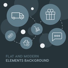 Poster - chat and messenger, shopping outline vector icons and elements background with circle bubbles networks.Multipurpose use on websites, presentations, brochures and more