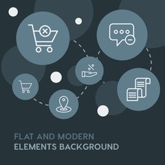 Poster - chat and messenger, shopping outline vector icons and elements background with circle bubbles networks.Multipurpose use on websites, presentations, brochures and more