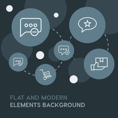 Poster - chat and messenger, shopping outline vector icons and elements background with circle bubbles networks.Multipurpose use on websites, presentations, brochures and more