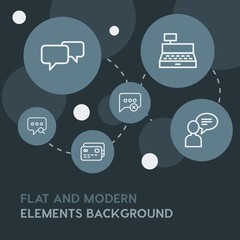 Poster - chat and messenger, shopping outline vector icons and elements background with circle bubbles networks.Multipurpose use on websites, presentations, brochures and more