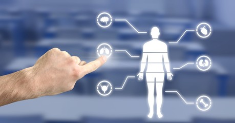 Poster - Human Body Chart and hand touching