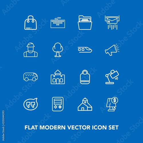 Modern Simple Vector Icon Set On Blue Background With Office